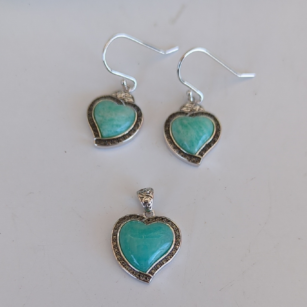 Sterling Silver Heart Jewelry Set Turquoise Accents